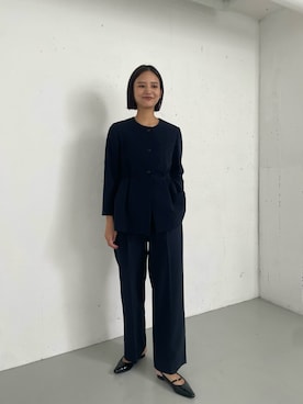 「アイテム（ノーカラージャケット）」を使った、ちほさん（レディース・163cm）の冬コーディネート