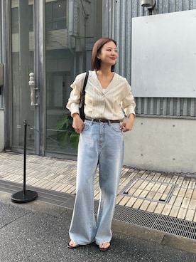 「URBAN RESEARCH（アーバンリサーチ）のnew basic　TILORED SLEEVE SHIRTS（シャツ/ブラウス、その他）」を使った、ちほさん（レディース・163cm）の春コーディネート