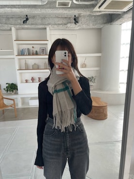 「アイテム（マフラー）」を使った、ちほさん（レディース・163cm）の秋コーディネート