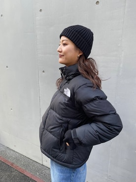 「ノースフェイス」｜「アイテム（ニットキャップ/ビーニー）」を使った、ちほさん（レディース・163cm）の秋コーディネート