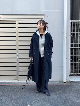 「アイテム（チェスターコート）」を使った、ちほさん（レディース・163cm）の秋コーディネート