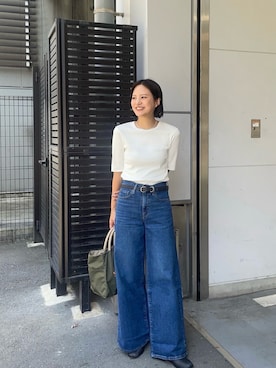 「URBAN RESEARCH（アーバンリサーチ）の汗ジミ防止ハーフスリーブカットソー（Tシャツ/カットソー）」を使った、chihoさん（レディース・163cm）の夏コーディネート