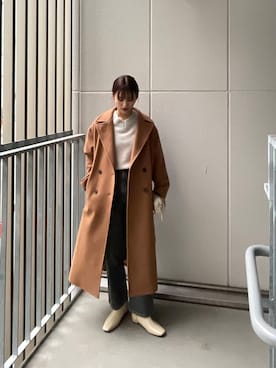 「アイテム（チェスターコート）」を使った、ちほさん（レディース・163cm）の冬コーディネート