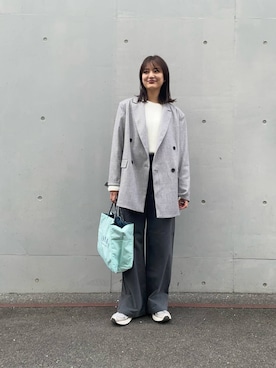 「URBAN RESEARCH（アーバンリサーチ）のテープヤーンVネック畦ニット（ニット/セーター）」を使った、ちほさん（レディース・163cm）の冬コーディネート
