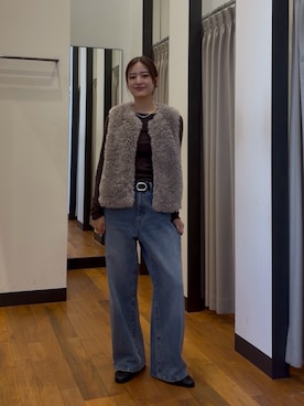 「アイテム（ローファー）」を使った、ちほさん（レディース・163cm）の秋コーディネート