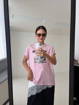 「URBAN RESEARCH（アーバンリサーチ）のレースアシメキャミソール（キャミソール、ホワイト系）」を使った、ちほさん（レディース・163cm）の夏コーディネート