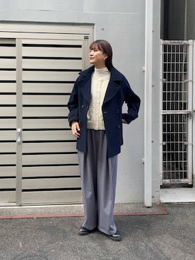 「アイテム（ピーコート）」を使った、ちほさん（レディース・163cm）の秋コーディネート