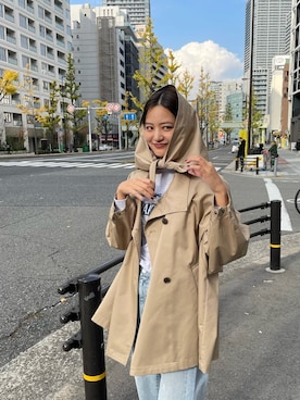 「アイテム（トレンチコート）」を使った、ちほさん（レディース・163cm）の冬コーディネート