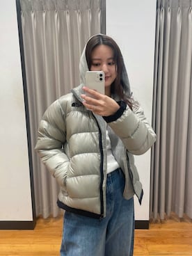 「ノースフェイス」｜「アイテム（ダウンジャケット/コート）」を使った、ちほさん（レディース・163cm）の冬コーディネート