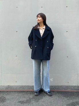 「アイテム（ピーコート）」を使った、ちほさん（レディース・163cm）の秋コーディネート