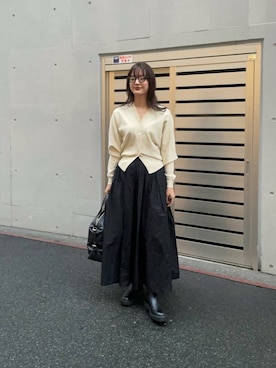 「URBAN RESEARCH（アーバンリサーチ）のレザーボストンバッグ（ボストンバッグ）」を使った、ちほさん（レディース・163cm）の冬コーディネート