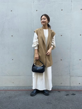 「URBAN RESEARCH（アーバンリサーチ）のウール調合繊テーラードジレ（その他アウター）」を使った、ちほさん（レディース・163cm）の秋コーディネート