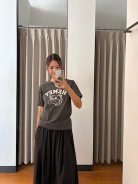 「URBAN RESEARCH（アーバンリサーチ）の『別注』Mixta×URBAN RESEARCH　HEMET（Tシャツ/カットソー、ブラック系）」を使った、ちほさん（レディース・163cm）の夏コーディネート