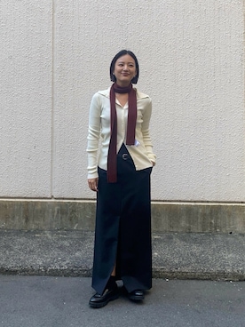 「スカートコーデ」｜「アイテム（ローファー）」を使った、ちほさん（レディース・163cm）の冬コーディネート