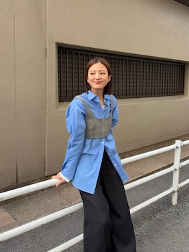 「URBAN RESEARCH（アーバンリサーチ）のnew basic　BROAD BIG SHIRTS（シャツ/ブラウス、ブルー系）」を使った、ちほさん（レディース・163cm）の春コーディネート