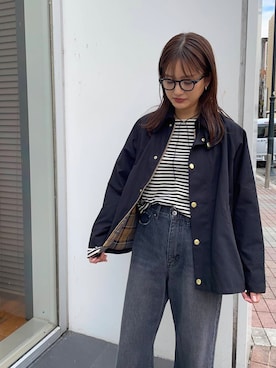 「バブアー」｜「アイテム（その他アウター）」を使った、ちほさん（レディース・163cm）の秋コーディネート