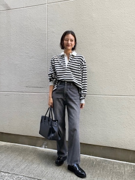 「ラガーシャツ」｜ちほさん（レディース・163cm）の秋コーディネート