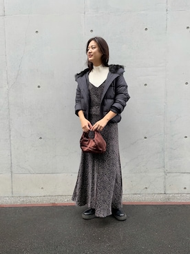 「タートル」｜「アイテム（ダウンジャケット/コート）」を使った、chihoさん（レディース・163cm）の秋コーディネート