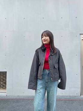 「アイテム（その他アウター、ブラウン系）」を使った、ちほさん（レディース・163cm）の秋コーディネート