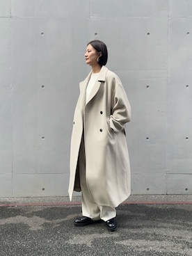 「URBAN RESEARCH（アーバンリサーチ）のウール100 クルーネックソフトニット（ニット/セーター）」を使った、ちほさん（レディース・163cm）の冬コーディネート