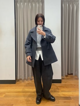 「アイテム（ピーコート）」を使った、ちほさん（レディース・163cm）の冬コーディネート