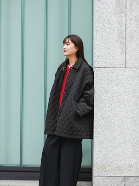 「カシミヤ」｜「アイテム（スラックス）」を使った、ちほさん（レディース・163cm）の秋コーディネート