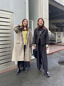 「バブアー」｜「アイテム（その他アウター）」を使った、ちほさん（レディース・163cm）の秋コーディネート