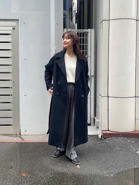 「アイテム（チェスターコート）」を使った、ちほさん（レディース・163cm）の冬コーディネート