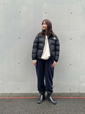 「ノースフェイス」｜「アイテム（ダウンジャケット/コート）」を使った、ちほさん（レディース・163cm）の秋コーディネート