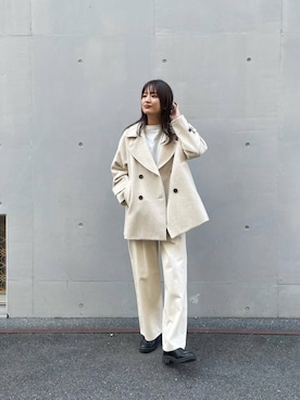 「アイテム（ピーコート）」を使った、ちほさん（レディース・163cm）の秋コーディネート