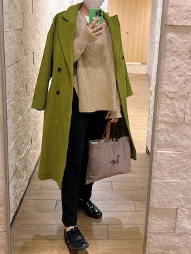 ウール チェスターコート カーキ/ピスタチオ チェスターコートを使った