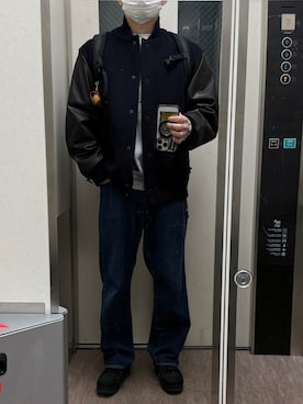 「アイテム（スタジャン）」を使った、へいさん（メンズ・164cm）の秋コーディネート