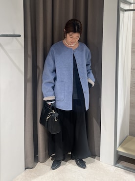 「アイテム（ノーカラージャケット）」を使った、kmk_ggoさん（レディース・155cm）の秋コーディネート