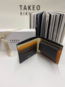 「TAKEO KIKUCHI（タケオキクチ）のアンティーク調レザー 2つ折り財布（財布、ブラウン系）」を使った、かたやまさん（メンズ・177cm）の冬コーディネート