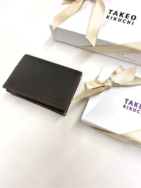「TAKEO KIKUCHI（タケオキクチ）のアンティーク調レザー 名刺入れ（名刺入れ、ブラウン系）」を使った、かたやまさん（メンズ・177cm）の冬コーディネート