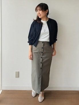 「UNTITLED（アンタイトル）の【古畑星夏さん着用/洗える】シアーブルゾン（ブルゾン、ブラック系）」を使った、なみきさん（レディース・165cm）の春コーディネート