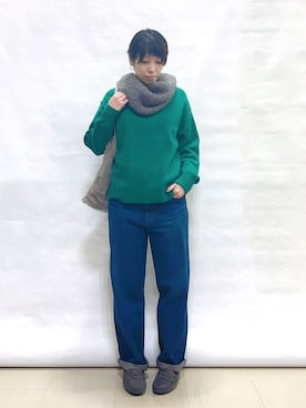 「アイテム（ネックウォーマー/スヌード）」を使った、まっつんさん（レディース・160cm）の秋コーディネート