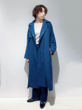 「アイテム（トレンチコート、ブルー系）」を使った、まっつんさん（レディース・160cm）の冬コーディネート