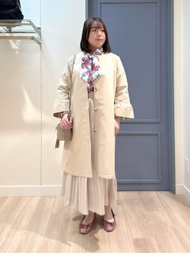 「アイテム（ノーカラーコート）」を使った、akaさん（レディース・155cm）の冬コーディネート