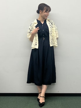 「index（インデックス）のダブルポケットスキッパーワンピース【防シワ/洗濯機OK】《XS～3L/6col》（ワンピース、ブルー系）」を使った、MAYUKIさん（レディース・156cm）の夏コーディネート