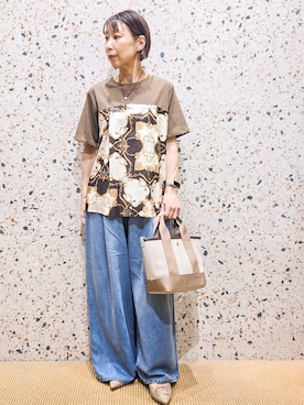 「OPAQUE.CLIP（オペークドットクリップ）のアイテム（Tシャツ/カットソー）」を使った、yoshimiさん（レディース・153cm）の夏コーディネート