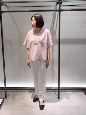 「UNTITLED（アンタイトル）のアイテム（シャツ/ブラウス）」を使った、わたなべさん（レディース・157cm）の春コーディネート