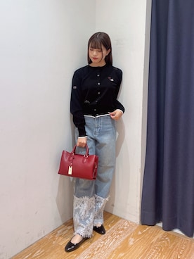 「NATURAL BEAUTY BASIC（ナチュラルビューティーベーシック）のヘムレースワイドデニム（デニムパンツ、ブルー系）」を使った、rikoさん（レディース・151cm）の夏コーディネート