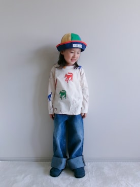 「BOBO CHOSES（ボボショーズ）のアイテム」を使った、つーとひーさん（キッズ・110cm）の夏コーディネート