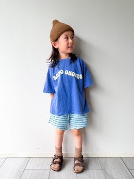 「アイテム（ソックス/靴下、ブラウン系）」を使った、つーとひーさん（キッズ・110cm）の秋コーディネート