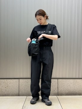 「Snow Peak（スノーピーク）のSnow Peak / SP Typography Dry T-Shirt タイポグラフィ ドライTシャツ（Tシャツ/カットソー、ブラック系）」を使った、Snow Peak_officialさん（レディース・158cm）の春コーディネート