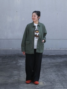 「Snow Peak（スノーピーク）のSnow Peak / Famous Trout Dry T-Shirt フェイマストラウト ドライTシャツ（Tシャツ/カットソー、ホワイト系）」を使った、Snow Peak_officialさん（レディース・158cm）の春コーディネート