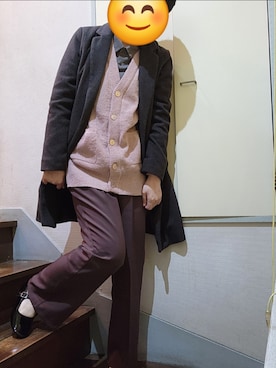 「アイテム（カーディガン/ボレロ、ピンク系）」を使った、52さん（レディース・160cm）の秋コーディネート