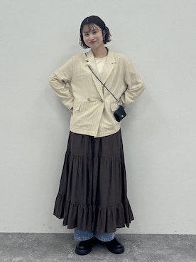 「LEPSIM（レプシィム）の2WAYベルト厚底サボ　578034（Sandals、ブラック系）」を使った、rikaさん（レディース・164cm）の春コーディネート