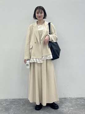 「LEPSIM（レプシィム）の2WAYベルト厚底サボ　578034（Sandals、ブラック系）」を使った、rikaさん（レディース・164cm）の春コーディネート